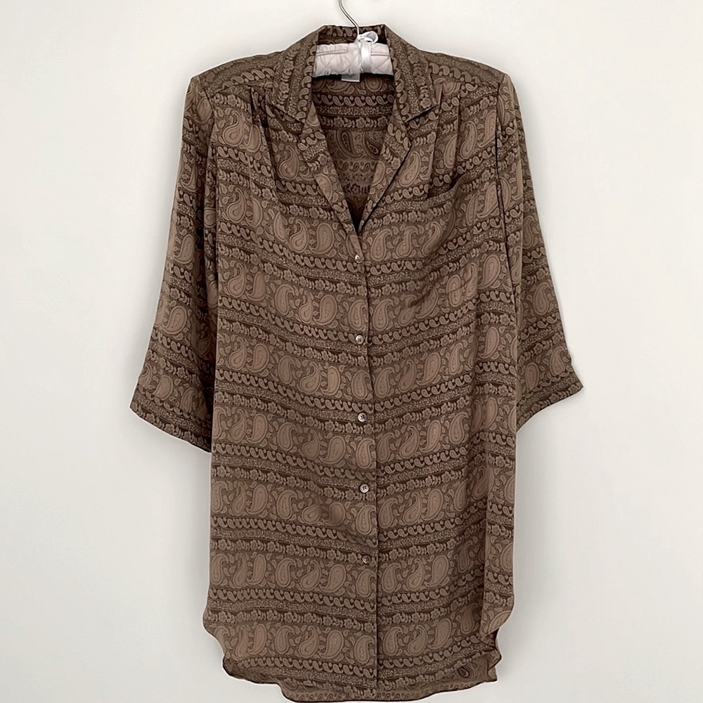 Galadriel 100% Pure Silk Women’s Shirt Dress (Tunic) Paisley Pattern